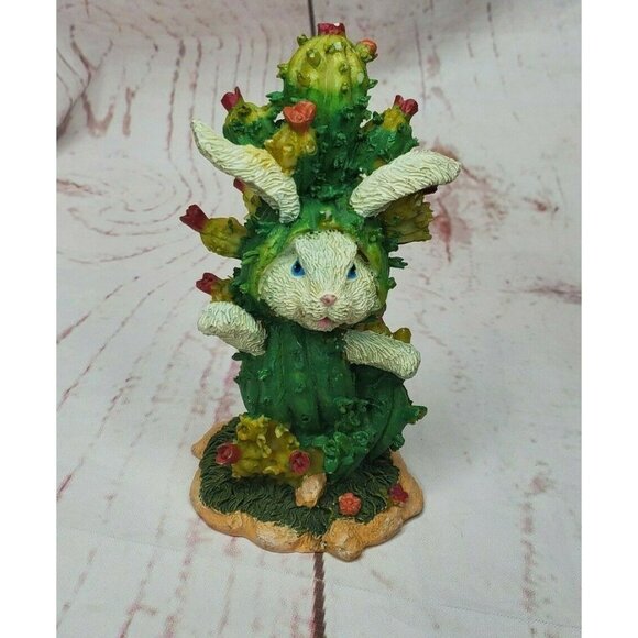 Rabbit Disguised as Cactus Figurine - Unique Easter Home Decor - Picture 6 of 9